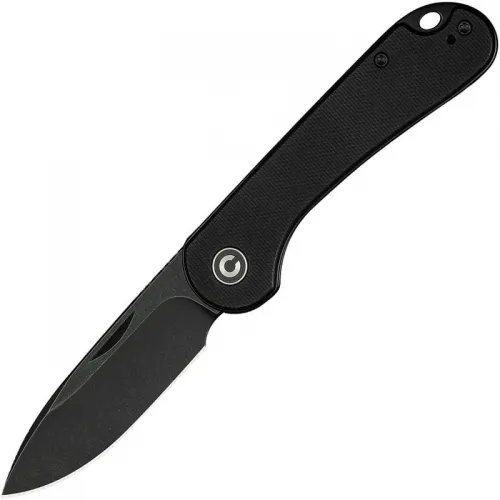 CIVIVI Knives Elementum UK EDC Folding Knife - 2.96" 14C28N Black DP Blade Black G10 Handle