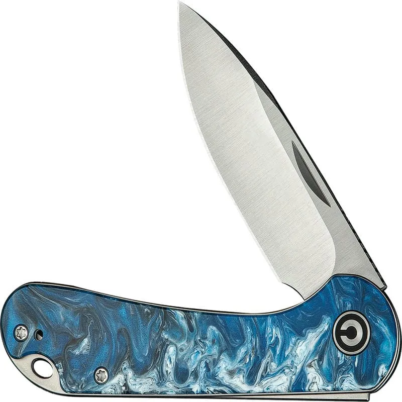 CIVIVI Knives Elementum UK EDC Folding Knife - 2.96" 14C28N Satin DP Blade Blue Ocean Resin Handle Cyclaire Knives and Tools