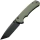 CIVIVI Brazen Button Lock Folding Knife - 3.46" 14C28N Black Stonewashed Tanto Blade Green OD G10 Handle Cyclaire Knives and Tools