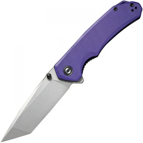 CIVIVI Brazen Liner Lock Folding Knife - 3.46" D2 Tanto Blade Purple G10 Handle