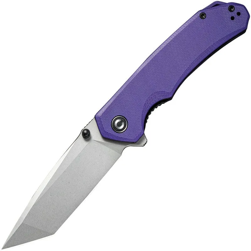 CIVIVI Brazen Liner Lock Folding Knife - 3.46" D2 Tanto Blade Purple G10 Handle Cyclaire Knives and Tools