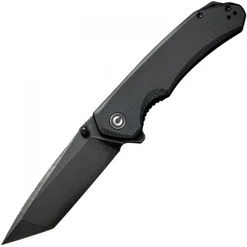 CIVIVI Brazen Liner Lock Folding Knife - 3.46" D2 Black Tanto Blade Black G10 Handle