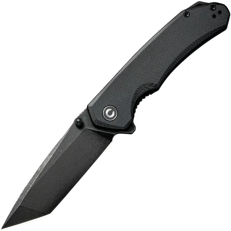 CIVIVI Brazen Liner Lock Folding Knife - 3.46" D2 Black Tanto Blade Black G10 Handle Cyclaire Knives and Tools