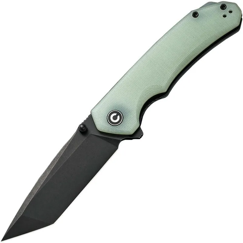 CIVIVI Brazen Liner Lock Folding Knife - 3.46" D2 Black Tanto Blade Jade G10 Handle Cyclaire Knives and Tools