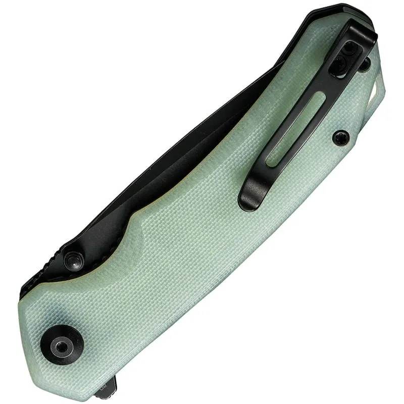 CIVIVI Brazen Liner Lock Folding Knife - 3.46" D2 Black Tanto Blade Jade G10 Handle Cyclaire Knives and Tools
