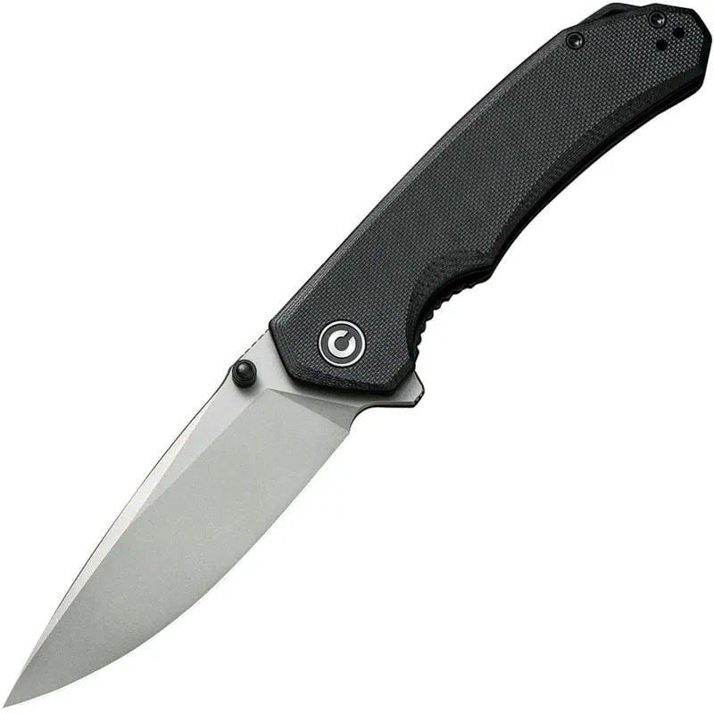 CIVIVI Brazen Liner Lock Folding Knife - 3.46" Sandvik 14C28N Drop Point Blade Black G10 Handle Cyclaire Knives and Tools