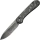 CIVIVI Elementum Button Lock Folding Knife - 3.47" Damascus Black Hand Rubbed Blade Marble Carbon Fiber Handle Cyclaire Knives and Tools