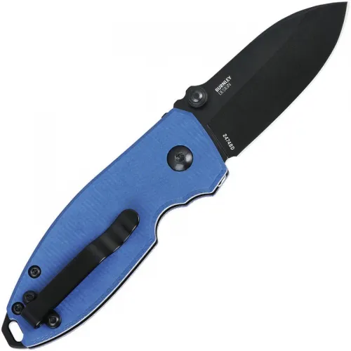 CRKT Squid Button Lock Folding Knife - 2.27" D2 Black Oxide Drop Point Blade Blue Micarta Handle