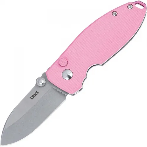 CRKT Squid Button Lock Folding Knife - 2.27" 14C28N Stonewash DP Blade Rose Quartz G10 Handle