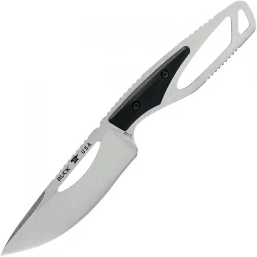 Buck PakLite Field Select Fixed Blade - 4" Skinner Blade Skeletonized Steel Handle Black Slabs