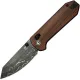 CIVIVI Yonder Folding Knife - 2.88" Damascus Blade Contoured Guibourtia Wood Handle Cyclaire Knives and Tools