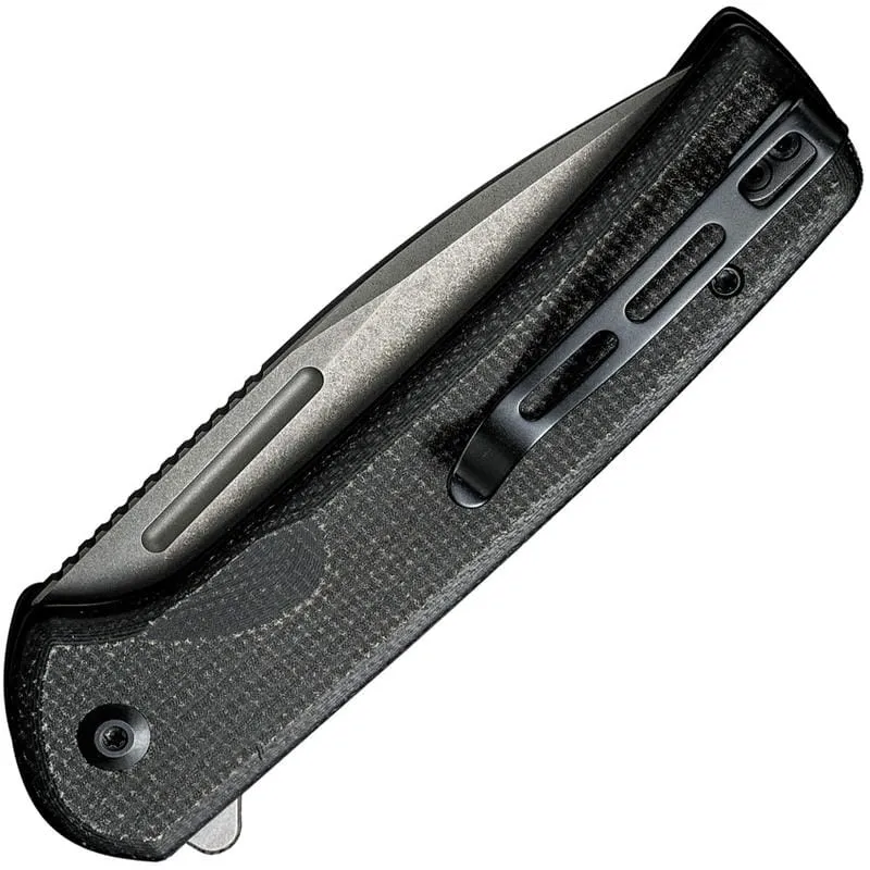 CIVIVI Conspirator Folding Knife - 3.48" Nitro-V Stonewashed Blade,Black Micarta Handle Cyclaire Knives and Tools