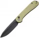 CIVIVI Elementum Button Lock Folding Knife - 3.47" Sandvik 14C28N Black Stonewashed Blade Olive Micarta Handle Cyclaire Knives and Tools