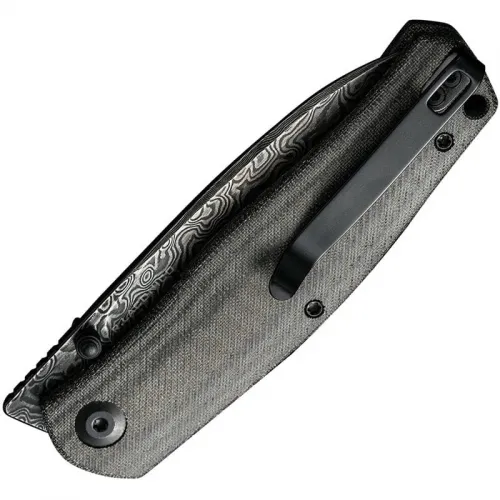 CIVIVI Sokoke Folding Knife - 3.35" Damascus Blade Black Linen Micarta Handle