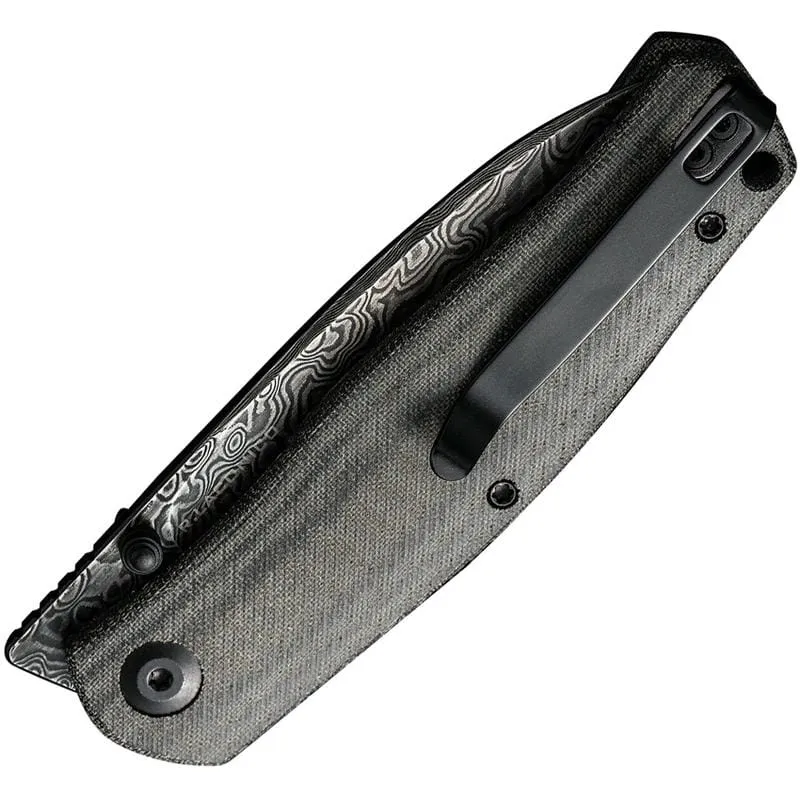 CIVIVI Sokoke Folding Knife - 3.35" Damascus Blade Black Linen Micarta Handle Cyclaire Knives and Tools