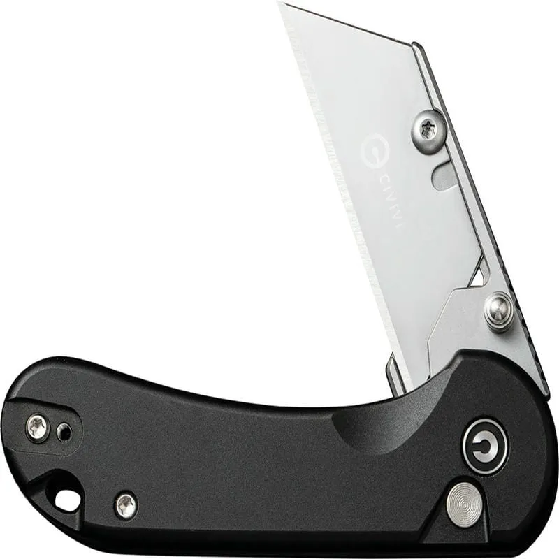 CIVIVI Elementum Utility Button Lock Knife - 2.26" 6Cr Replaceable Utility Blade, Black Aluminum Handle Cyclaire Knives and Tools
