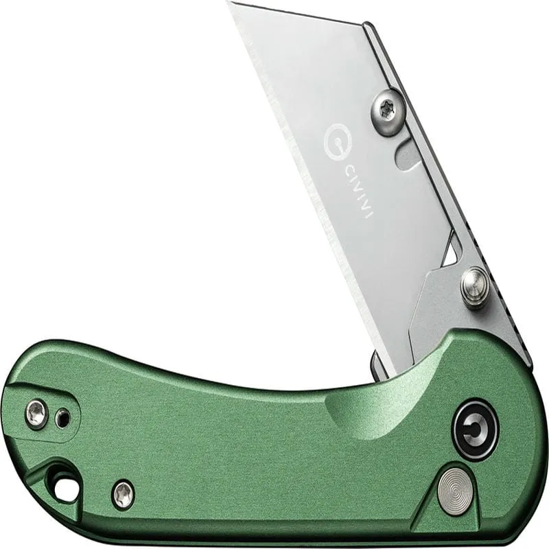 CIVIVI Elementum Utility Button Lock Knife - 2.26" 6Cr Replaceable Utility Blade, Green Aluminum Handle Cyclaire Knives and Tools