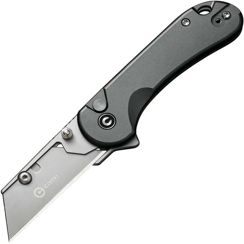 CIVIVI Elementum Utility Button Lock Knife - 2.26" 6Cr Replaceable Utility Blade, Grey Aluminum Handle Cyclaire Knives and Tools