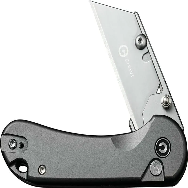 CIVIVI Elementum Utility Button Lock Knife - 2.26" 6Cr Replaceable Utility Blade, Grey Aluminum Handle Cyclaire Knives and Tools