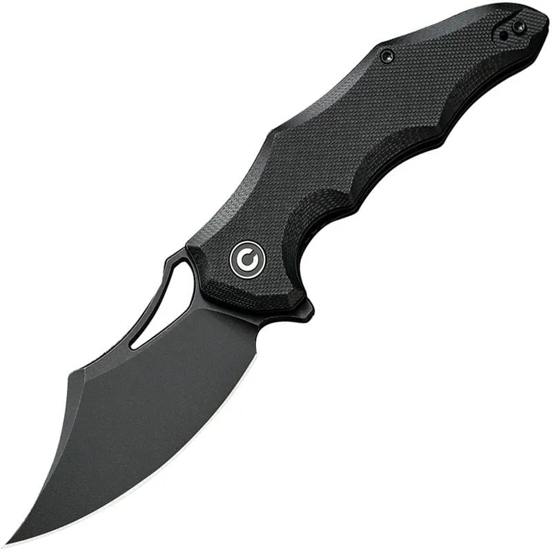 CIVIVI Chiro Pocket Knife - 3.1" 14C28N Black Stonewashed Milled Black G10 Handle Cyclaire Knives and Tools