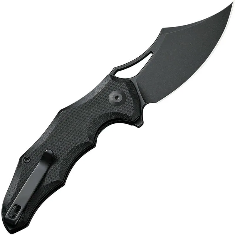 CIVIVI Chiro Pocket Knife - 3.1" 14C28N Black Stonewashed Milled Black G10 Handle Cyclaire Knives and Tools