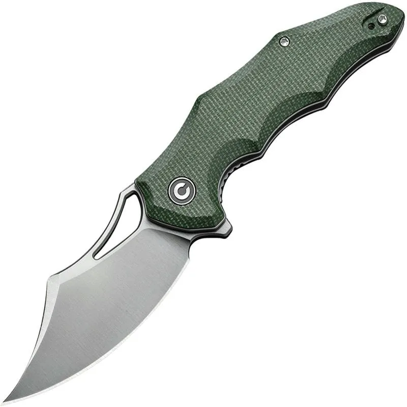 CIVIVI Chiro Pocket Knife - 3.1" 14C28N Black Milled Green Canvas Micarta Handle Cyclaire Knives and Tools