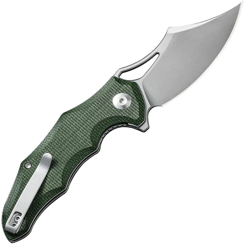 CIVIVI Chiro Pocket Knife - 3.1" 14C28N Black Milled Green Canvas Micarta Handle Cyclaire Knives and Tools