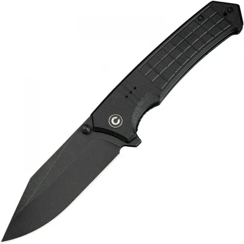 CIVIVI Tacticorix Knife - 3.7" Nitro-V Black Stonewashed Blade Milled Black G10 Handle