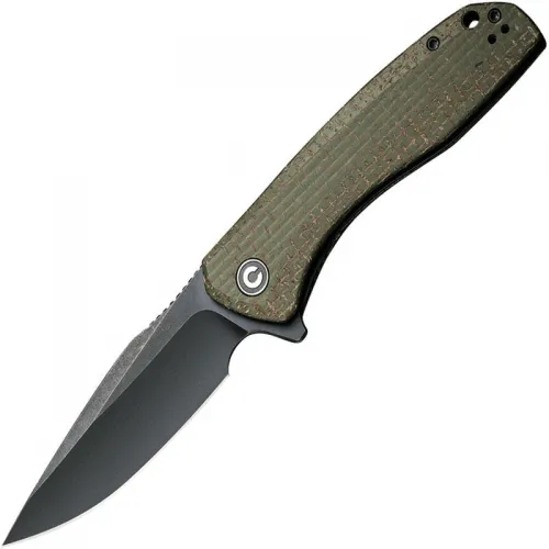 CIVIVI Baklash Knife - 3.5" 9Cr18MoV Stainless Steel Blade Coarse Green Micarta Handle