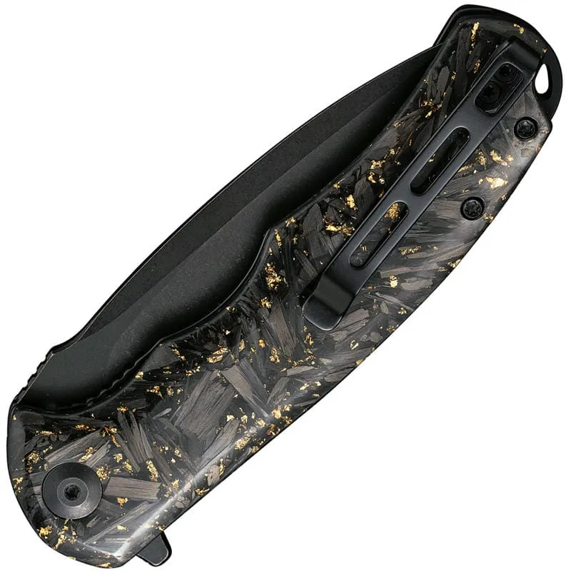 CIVIVI Praxis Knife - 3.75" 9Cr18MoV Stainless Steel Blade Golden Shred Carbon Fibre Handle Cyclaire Knives and Tools