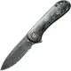 CIVIVI Knives Elementum Knife - 2.96" Damascus Blade Contoured Gold Shred CF Handle Cyclaire Knives and Tools