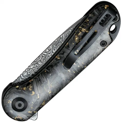 CIVIVI Knives Elementum Knife - 2.96" Damascus Blade Contoured Gold Shred CF Handle