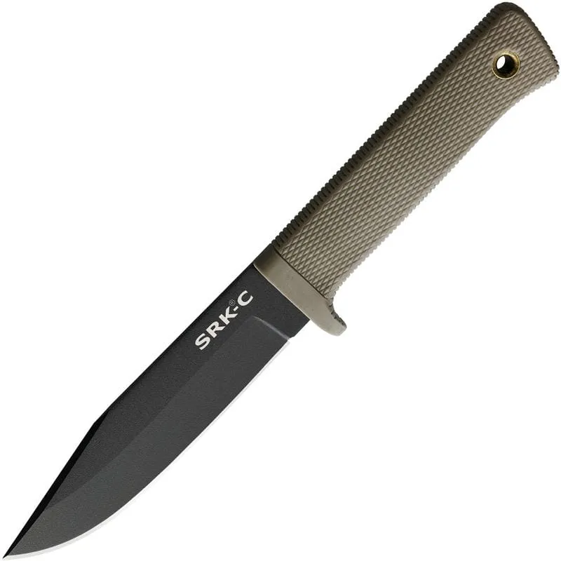 Cold Steel SRK Compact Survival Rescue Knife Dark Earth - 5" SK5 Carbon Steel Black Blade FDE Kray-Ex Handle Cyclaire Knives and Tools