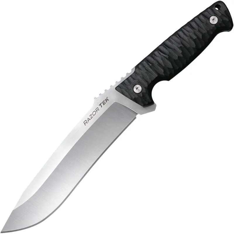 Cold Steel Razor Tek Fixed Blade - 6.5" 4116 Stainless Steel Satin Recurve Blade Black Handle Cyclaire Knives and Tools