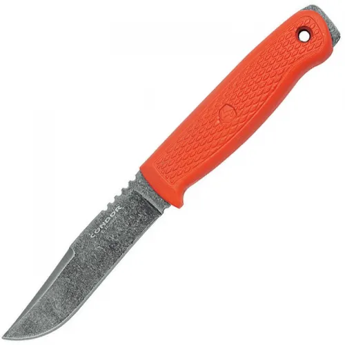 Condor Bushglider Fixed Blade Knife - 4.2" Carbon Steel Blade Orange Handle and Sheath
