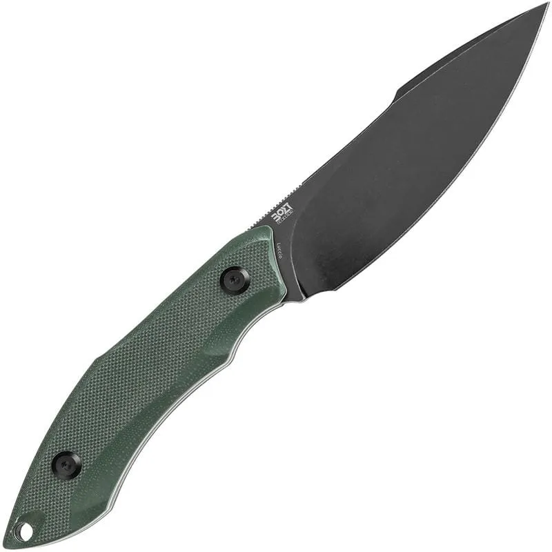 Tenable Knives Luccio Fixed Blade Knife - 3.81" 14C28N Black Stonewashed Harpoon Blade Green G10 Handle Cyclaire Knives and Tools