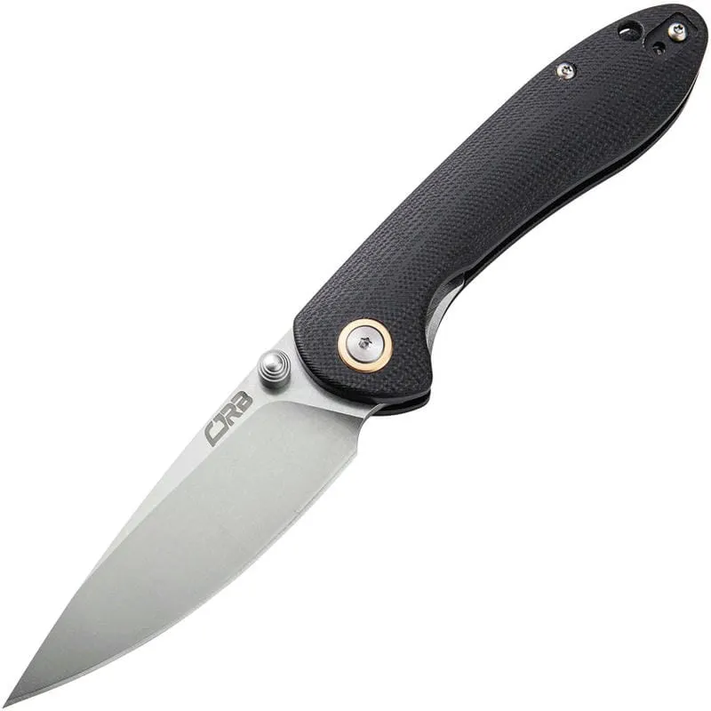 CJRB Feldspar Small Knife - 3" Stonewashed DP Blade Contoured Black G10 Handle Cyclaire Knives and Tools