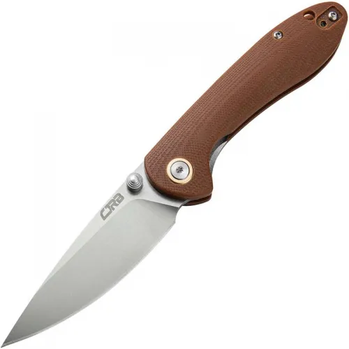 CJRB Feldspar Small Knife - 3" Stonewashed DP Blade Contoured Brown G10 Handle