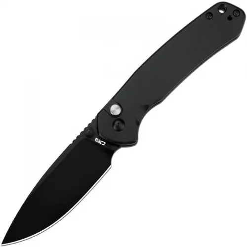 CJRB Pyrite Folding Knife - 3.1" AR-RPM9 Black DP Blade Black Stainless Steel Handle