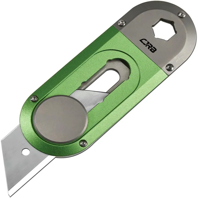 CJRB Skytanium Breeze Utility Knife Replaceable Carbon Steel Blade Green Titanium Cyclaire Knives and Tools