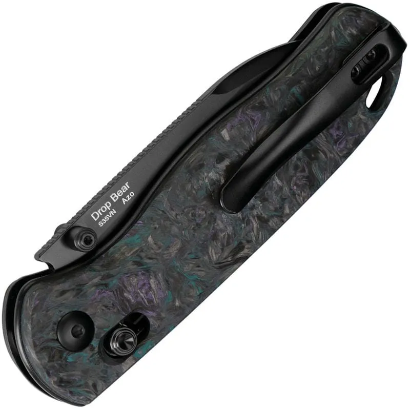 Kizer Drop Bear Folding Knife - 2.99" CPM-S35VN Black Blade Dark Matter Blue Fat Carbon Handle Cyclaire Knives and Tools