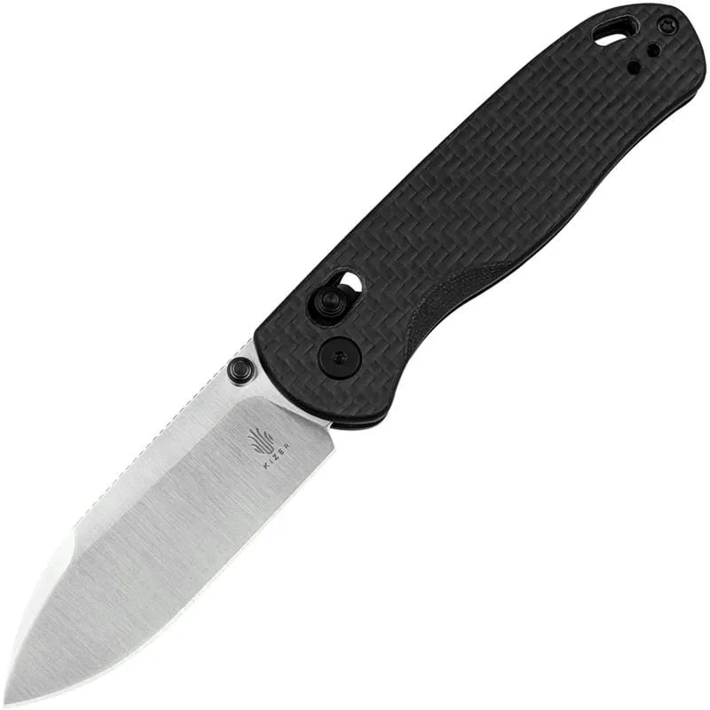 Kizer Drop Bear Folding Knife - 2.97" Nitro-V Blade 3K Carbon Fiber Handle Cyclaire Knives and Tools