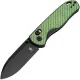 Kizer Drop Bear Folding Knife - 2.97" Nitro-V Black Blade Green Carbon Fiber Handle Cyclaire Knives and Tools