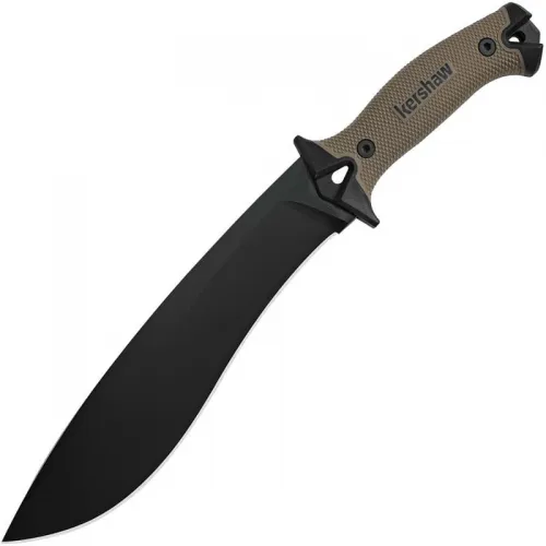 Kershaw 1077TAN Camp 10 Fixed 10" Carbon Steel Blade, Rubber Handles