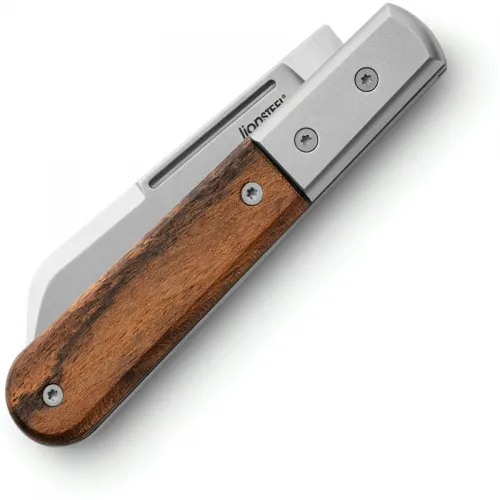 LionSteel DOM Barlow UK EDC Collectors Knife - 2.95" M390 Sheepsfoot Blade, Santos Wood Handle