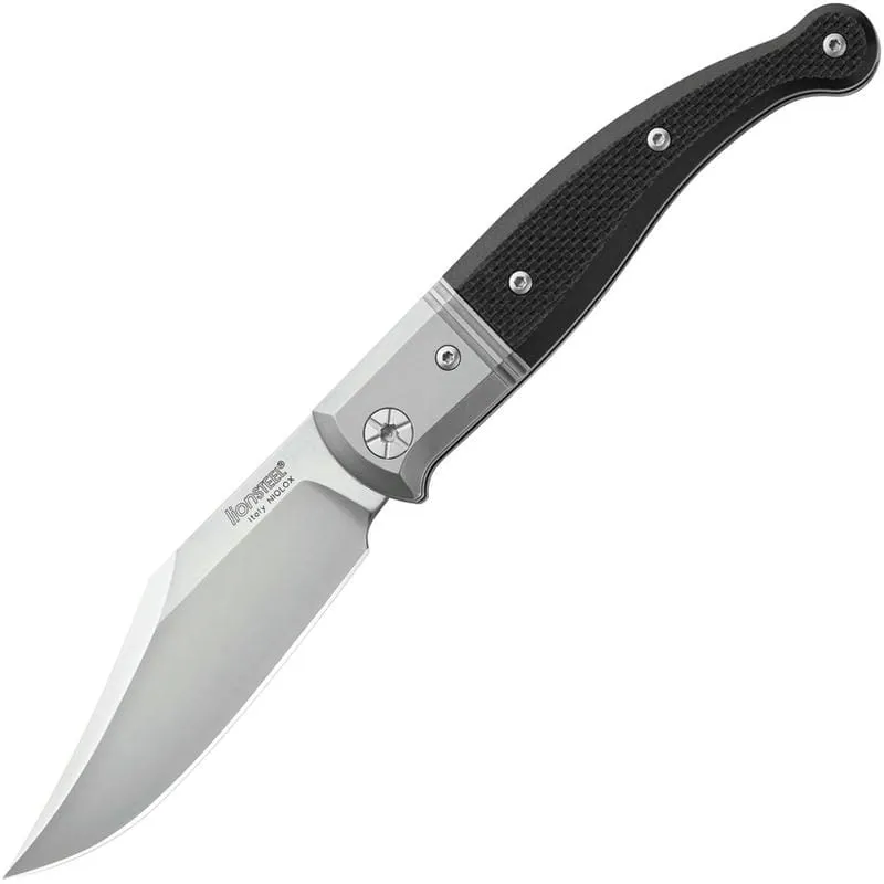 LionSteel Gitano GT01 GBK Folding Knife - 3.35" Niolox Blade Black G10 Handle Cyclaire Knives and Tools
