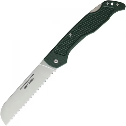 Ontario Camp Plus Folding Bread Knife - 4.25" Serrated Blade, Green GFN Handle