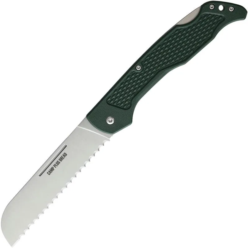 Ontario Camp Plus Folding Bread Knife - 4.25" Serrated Blade, Green GFN Handle Cyclaire Knives and Tools