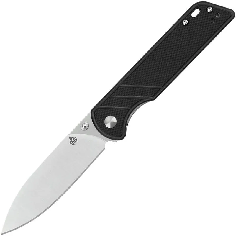 QSP Parrot V2 Liner Lock Folding Knife - 3.25" D2 Satin Spear Point Blade Black G10 Handle Cyclaire Knives and Tools