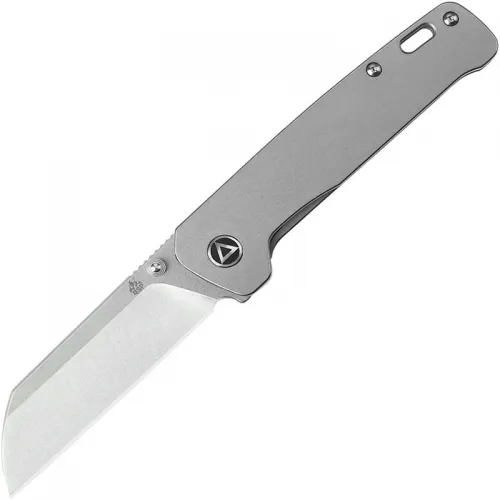 QSP Penguin Folding Knife - 3.06" 154CM Stonewashed Sheepsfoot Blade Stonewashed Titanium Handle